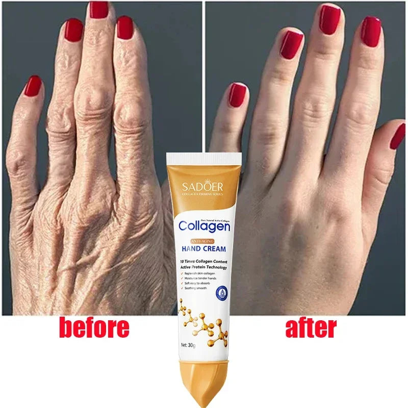 Collagen Anti-wrinkle Hand Cream Anti-drying Cracked Whitening Moisturizer Fade Fine Line Soft Smooth Repair Hand Foot Skin Care