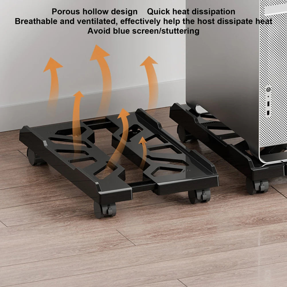 Adjustable Mobile CPU Stand Heavy-Duty PC Tower Stand With 4 Caster Wheels Ventilated Under Desk CPU Holder PC Floor Cart