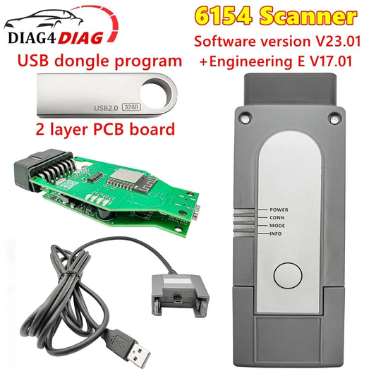 New 6154 Scanner V23.01 & Engineering E V17.01 OBD2 Car Diagnostic Tool Online upgrade firmware Support 6154 J2534 WIFI/USB