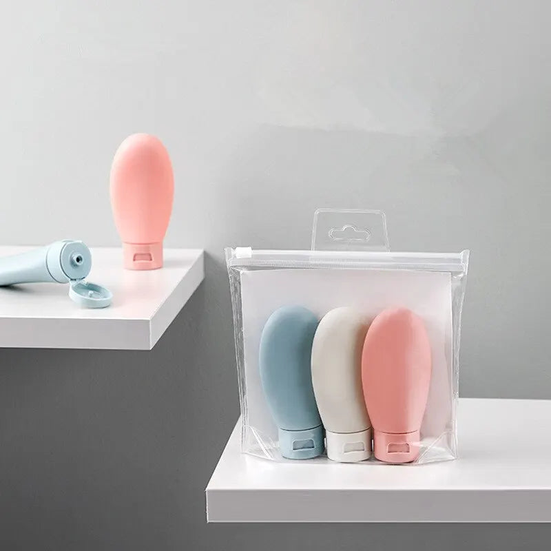 3pcs 60ml /PE PP Women Hose Dispensing Bottle Nordic Style Portable Hotel Shampoo Shower Gel Travel Squeeze Lotion Combo Kit