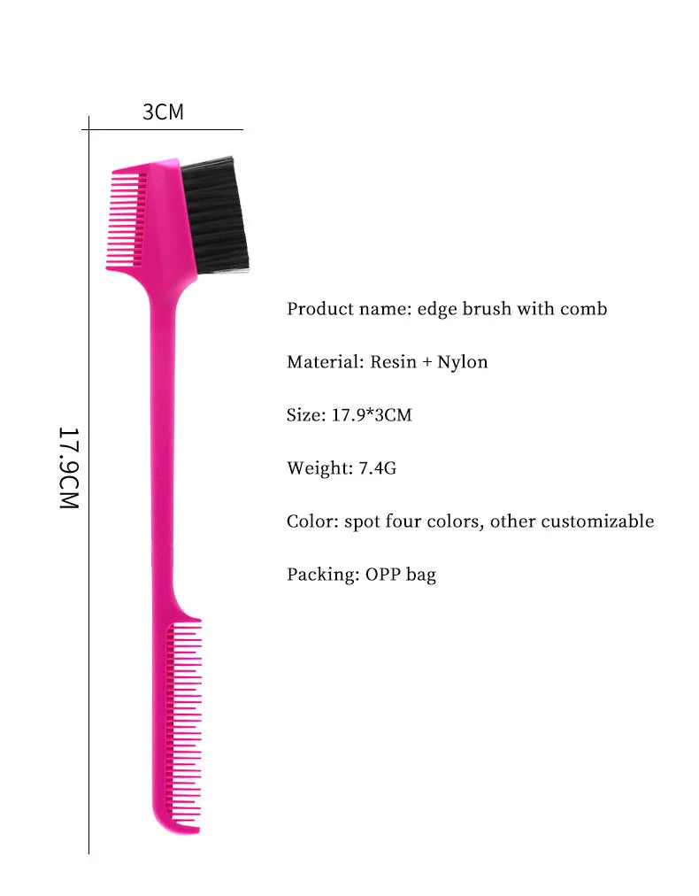 1pc double-sided edge comb control hair brush salon professional accessories 2-in-1 hair styling tool Special for real hair wigs