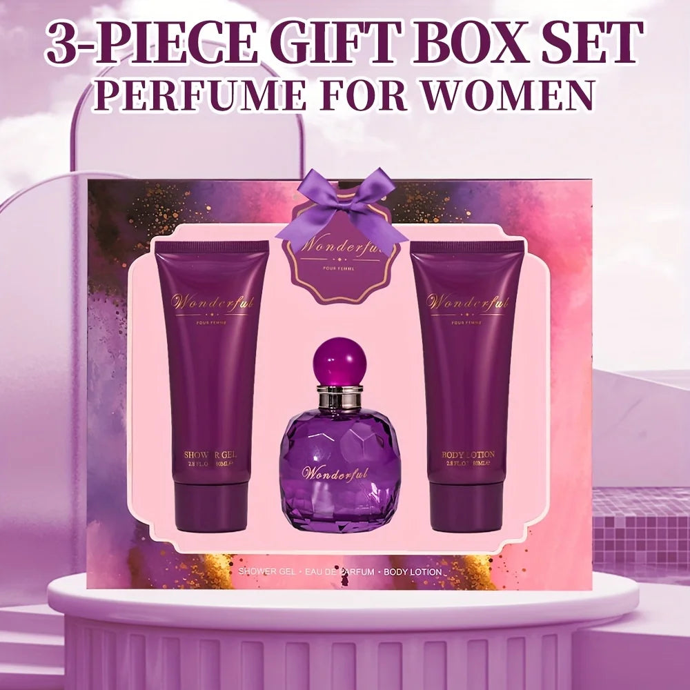 Bath and Body Gift Set for Women & Girls 1.7fl.oz Eau de Parfum Spray 2.8fl.oz Shower Gel 2.8fl.oz Body Lotion Women's Fragrance