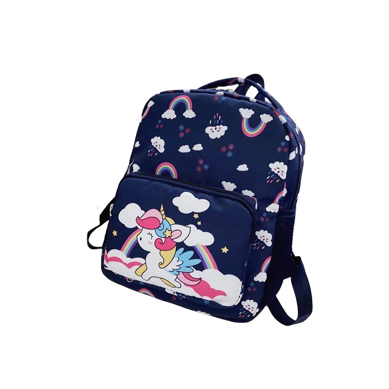 Nylon Waterproof Children's backpack, Cartoon Dinosaur/Unicorn Print, Suitable For Boys And Girls Aged 2-6