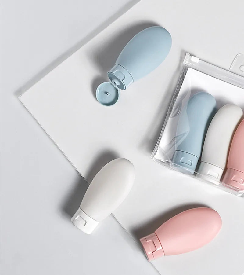 3pcs 60ml /PE PP Women Hose Dispensing Bottle Nordic Style Portable Hotel Shampoo Shower Gel Travel Squeeze Lotion Combo Kit