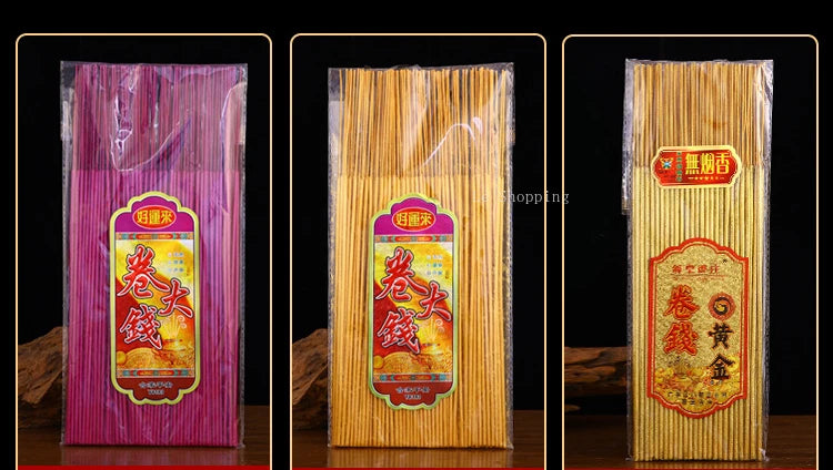 Stick Incense Golden Roll Money Handmade Smoke-free Bamboo Incense Indoor Office Purify Air/an Incense Help Sleep Natural Aroma