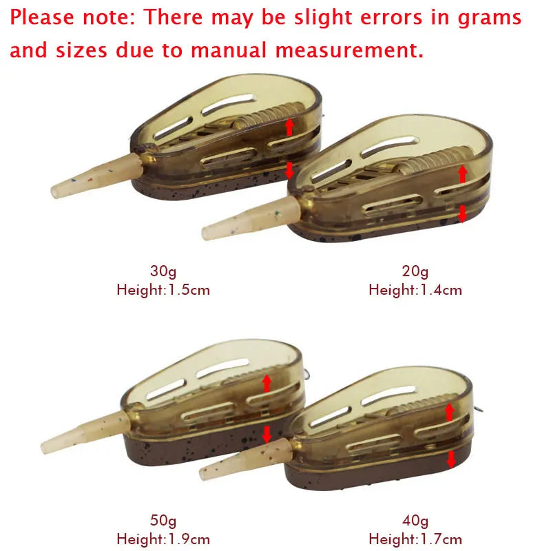 5Pcs Outdoor Fish Tackle Inline Method Feeder Mould Bait Thrower Bait Plumb Set Carp Fishing Bait Holder Tool Accessory