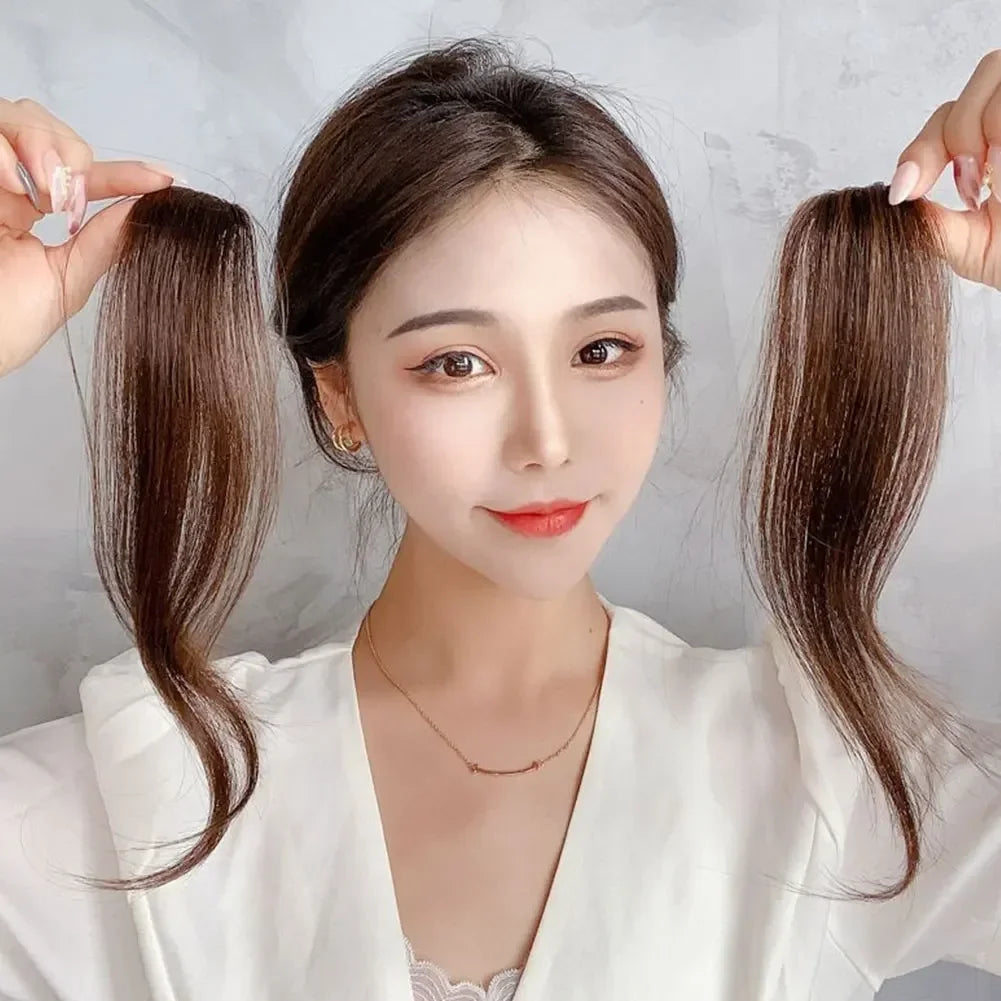 Synthetic Hair Bangs Side Fringe for Women 3D Middle Part False Bangs Clip-in Extensions Invisible Hairpieces Natural Bangs