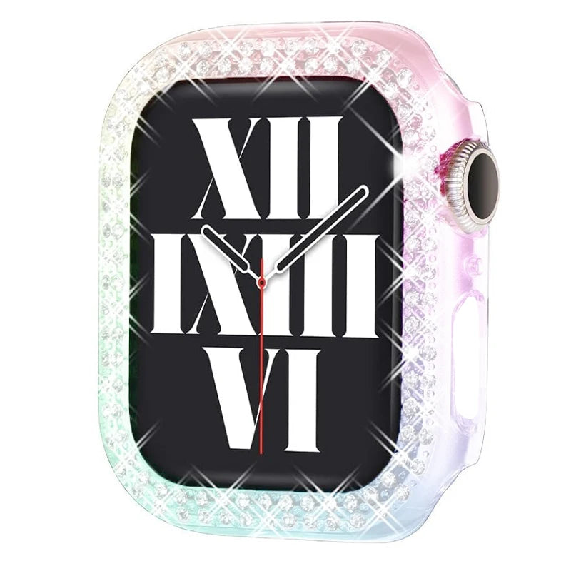 Bling Case for Apple Watch Series 9 8 7 6 5 4 3 2 1 SE(No Screen), Women Glitter Rhinestone Protector Frame.