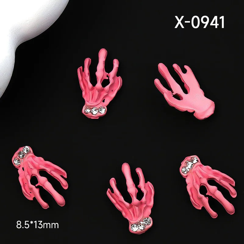 10pcs/bag Professional Supplier New Halloween Nail Ornaments Skull Mask Scare Element Metal Alloy Nail DIY charms Decorations