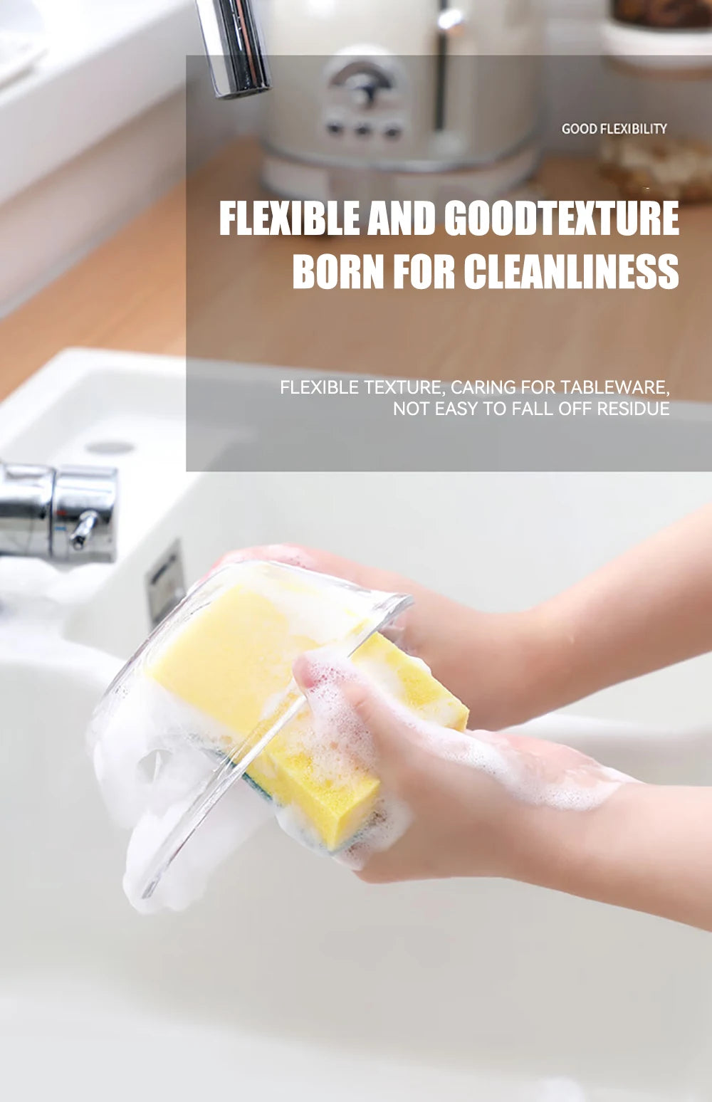 Dishwashing Sponge Reusable Kitchen Cleaning Scouring Pad Washable Scrub Sponge Eco Non-Scratch for Washing Dishes Magic Sponge