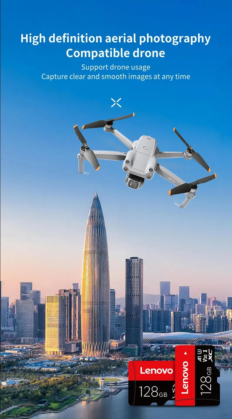 Lenovo Select Micro SD Memory Card, 256GB MicroSDXC 130MB/s Full HD and 4K UHD, UHS-I, U3, A2, V30, for cameras/automotive