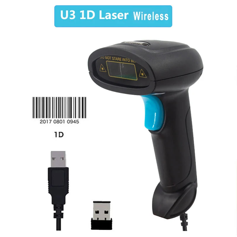 1D/2D Barcode Scanner Wired/Wireless/Bluetooth QR Code Reader for Pos System,PDF417 Desktop Scanner for Warehouse Inventory Shop