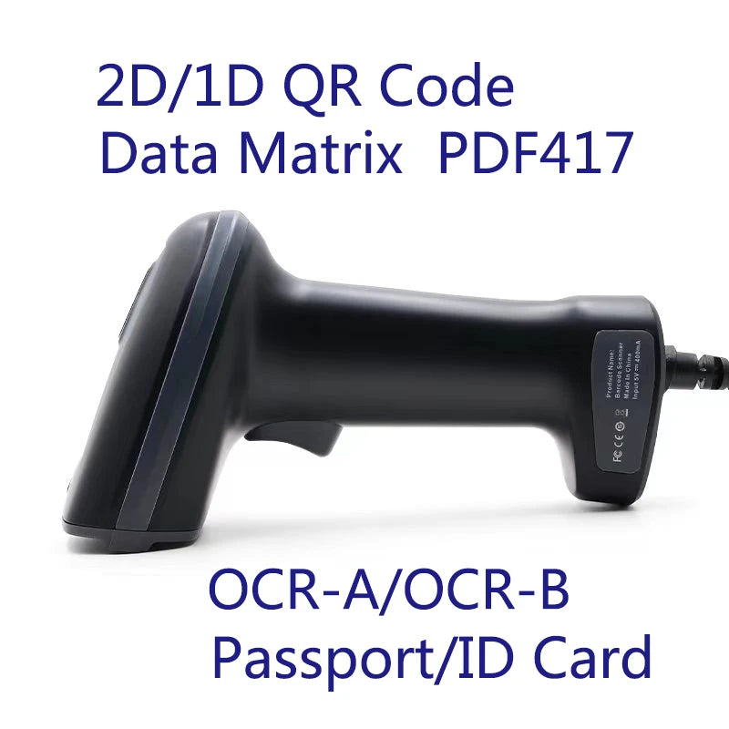 2D/1D OCR Barcode Scanner Handheld Portable Wired/Wireless Bluetooth With Base MRZ PDF417 Data Matrix for Passport Identity Card