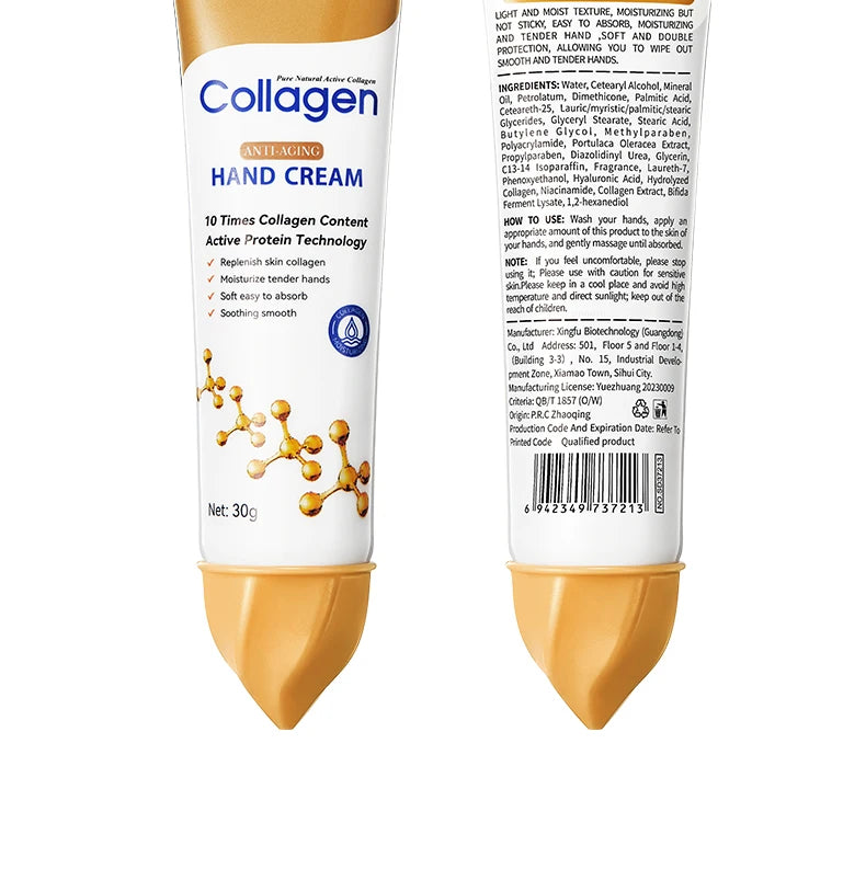 Collagen Anti-wrinkle Hand Cream Anti-drying Cracked Whitening Moisturizer Fade Fine Line Soft Smooth Repair Hand Foot Skin Care