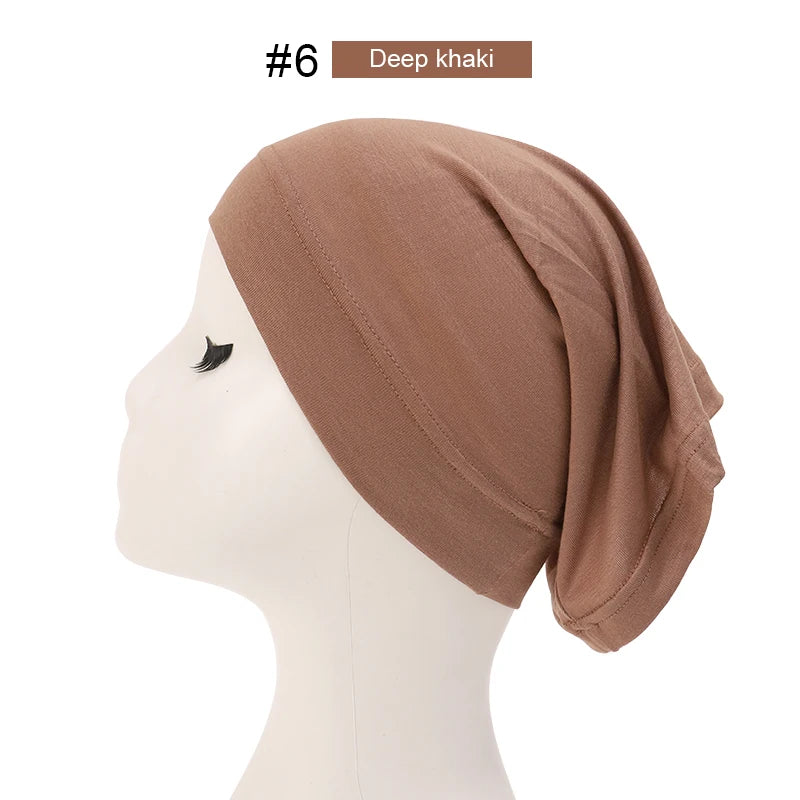 Fashion Muslim Hijab Caps Solid Underscarf Women Veil Modal Cotton Hijab Muslim Scarf Turbans Head  Women's Hijabs Hat Islamic