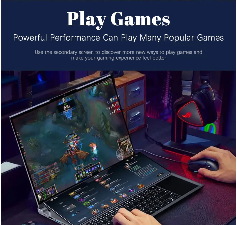 Topton Dual Screen Gaming Laptop 16 Inch IPS + 14'' Touch Intel i9-10885H I7-10750H Max 64GB 4TB Slim Notebook Gamer PC Computer