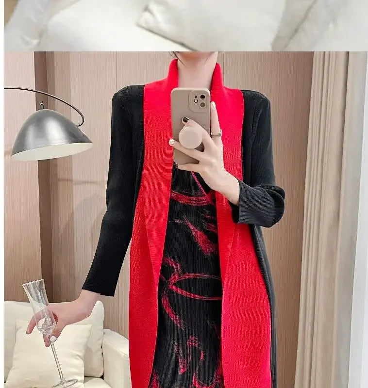 Folded Fake Two Piece Dress 2025 Spring Large Sleeves Round Neck Printed Mom's Dress  Y2k Dress