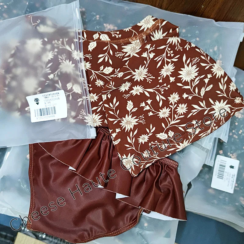 RC Baby Girls Swimwears 1-12y Kids Long Sleeve Sunscreen Floral Toddler Swimming Swimsuit Striped Bikini Suits 2022 Hot Clothes