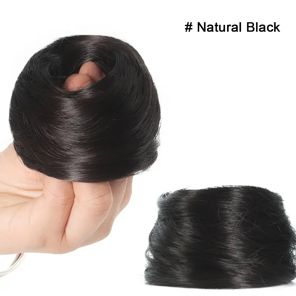1Pc Synthetic Hair Bun Straight Chignon Elastic Rubber Band Fake Hair Clip in on Hair Tail Extension Updo Hair Piece Ponytail