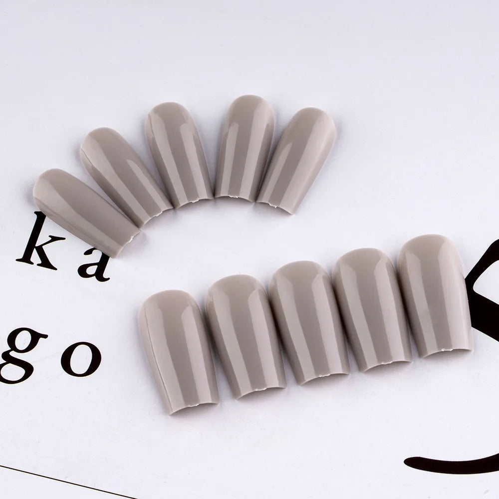 24 Pcs Solid Color Nail Tips Extension System Soft Gel Fake Nail Sculpted Square Full Cover Press on Nail Tips Artificial Nails