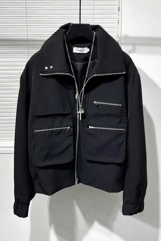 Owen seak Men Cotton Jacket Gothic Style Men's Clothing Autumn Zipper Flying  Jacket Women High Street Hip Top Black Coat