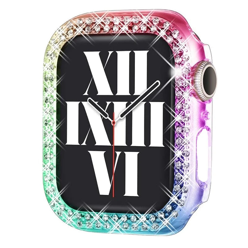Bling Case for Apple Watch Series 9 8 7 6 5 4 3 2 1 SE(No Screen), Women Glitter Rhinestone Protector Frame.