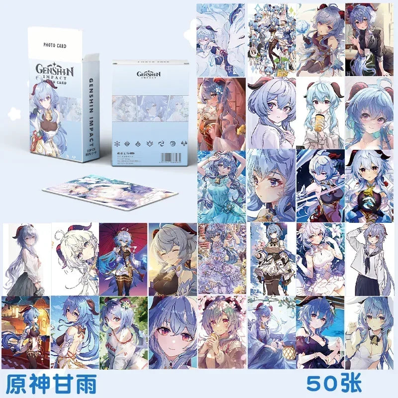 Hot Game Impact 50PCS/Set Decor Laser Lomo Card Photocard HD Double-sided Small Album Photo Card For Fans Collection Postcard