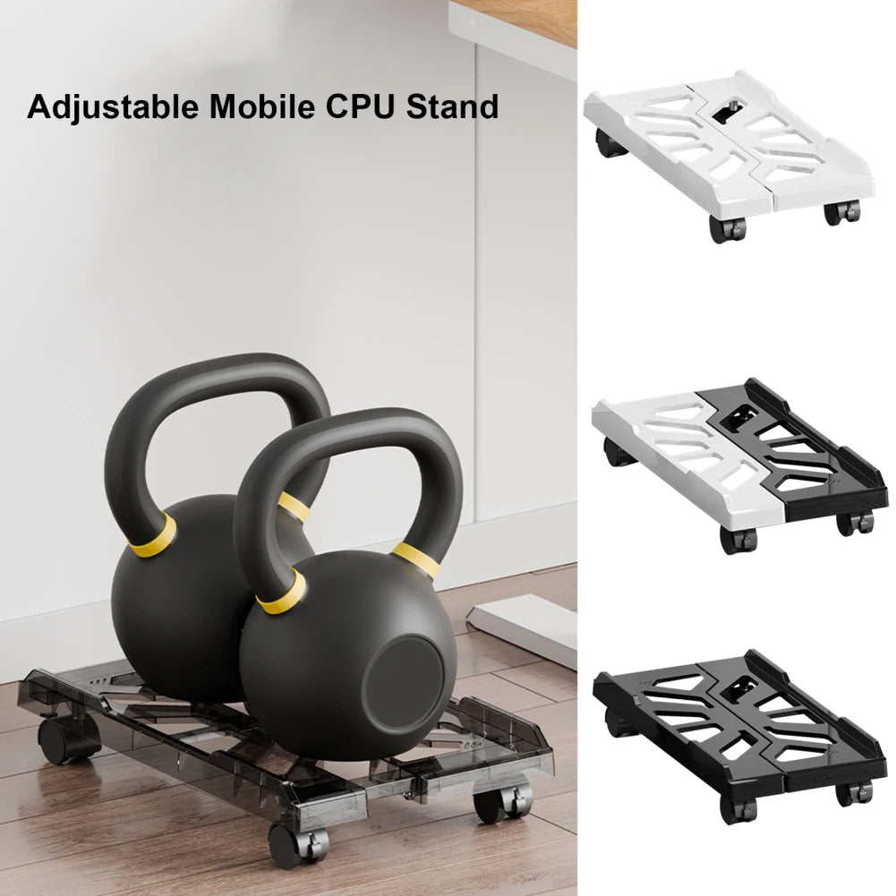 Adjustable Mobile CPU Stand Heavy-Duty PC Tower Stand With 4 Caster Wheels Ventilated Under Desk CPU Holder PC Floor Cart