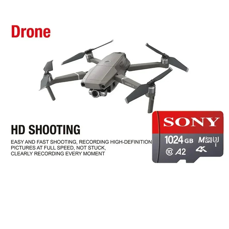 SONY Micro SD Card Memory Class 10 High Speed 1024GB 4K Ultra-HD Video A2 TF Flash Card MicroSD for Xiaomi Camera Phone Drone