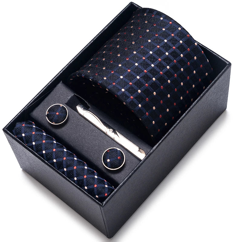 Brand Wedding Present Tie Pocket Squares Cufflink Set Necktie Men Suit Accessories Floral Fit Formal Party
