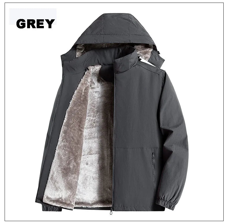 7XL 8XL Winter Jacket Men  Casual Outwear Sportswear Fleece Lining Mens Sherpa Jackets Full Zip Warm Coats  Hoodie Winter Coat