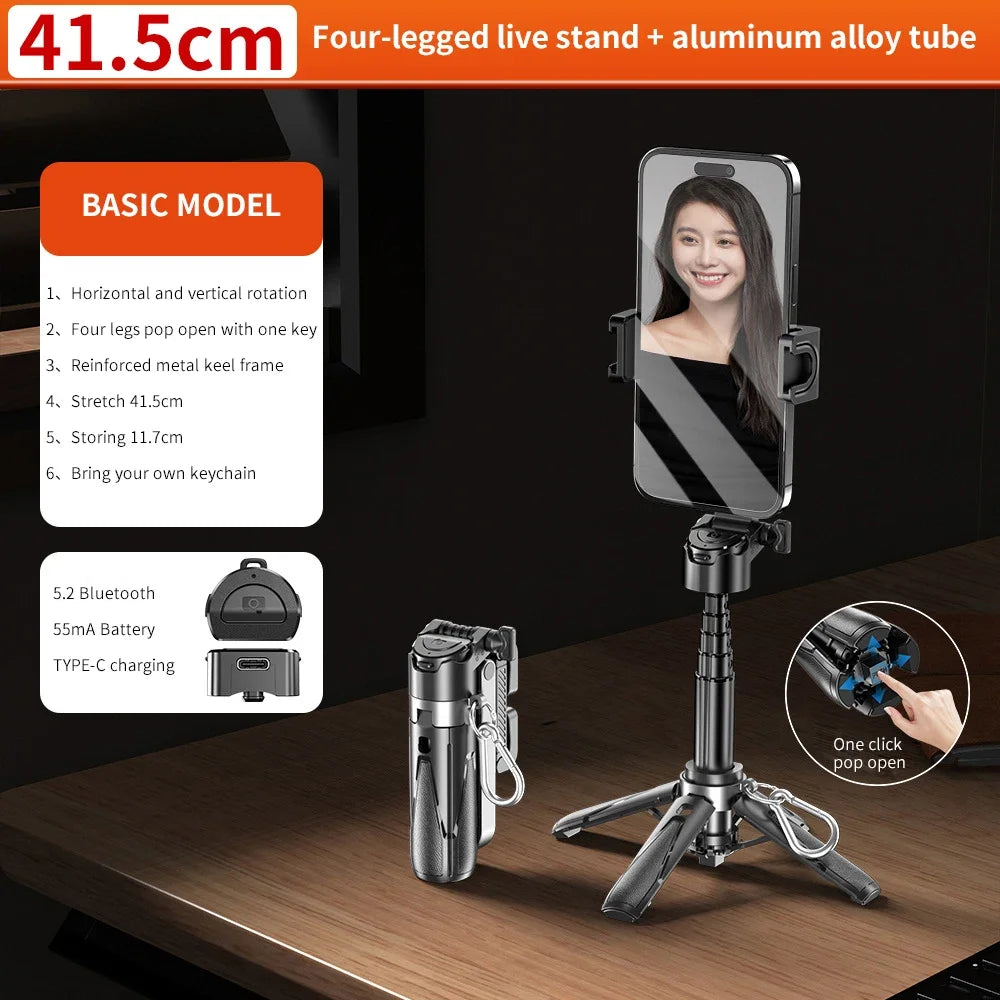 P15Mini Selfie Stick Tripod 3 in 1  Extendable Grip Phone Tripod with Detachable Remote for Vlog Livestreaming Photography