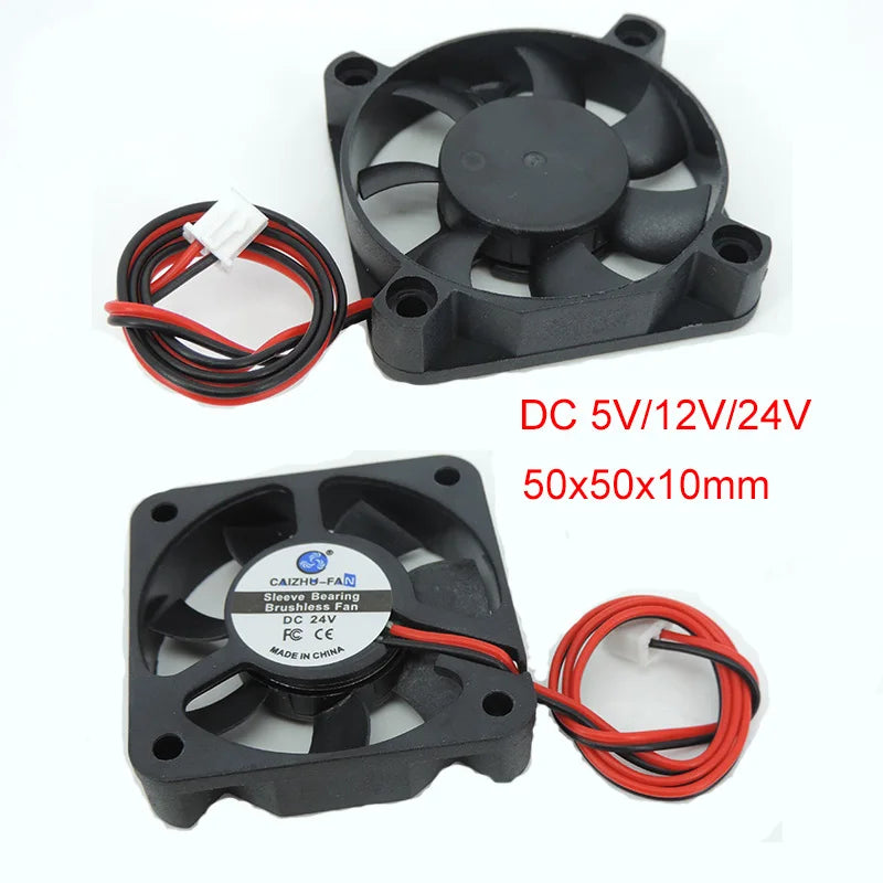 DC 5010 5V/12V/24V Computer CPU Cooler Mini Cooling Fan 50MM Small Exhaust Fan for 3D Printer 2 pin 50x50x10mm A7