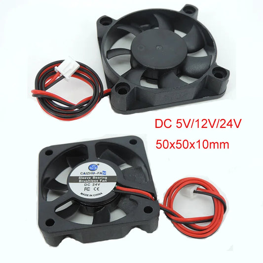 DC 5010 5V/12V/24V Computer CPU Cooler Mini Cooling Fan 50MM Small Exhaust Fan for 3D Printer 2 pin 50x50x10mm A7