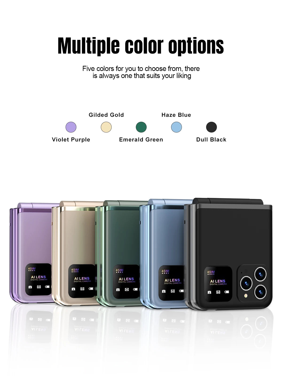 SERVO Flip6 GSM Fold Mobile Phone 4 SIM Card 2.4'' Screen Auto Call Record Button Torch Speed Dial Magic Voice Popular Cellphone