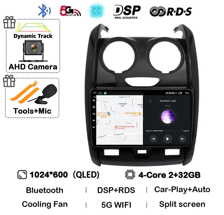 Android 14 Carplay Auto Car Radio For Renault Duster 2015 2016 2017 2018 2019 2020 Multimidia Video Player GPS 4G+WIFI Stereo BT