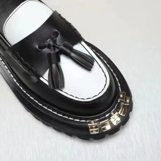 IOO Single Shoes 2025 Spring Winter Brand S Hundreds of Big Gold Teeth Tasseled Louboutins Mary Jane