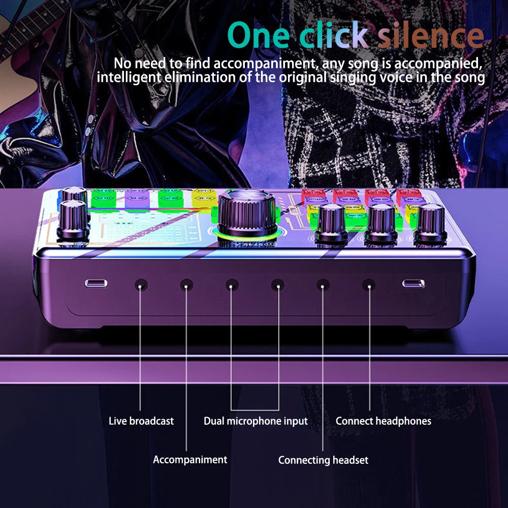 Professional Podcast Microphone SoundCard Kit Hi-Res SoundCard for PC Smartphone Laptop Computer Vlog Recording Live Streaming