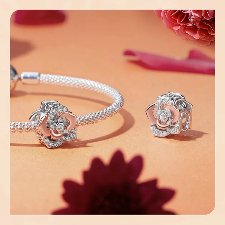 WOSTU 925 Sterling Silver Tree of Life Pendant Plated White Rose Gold Rose Charm Spacer Beads Fit Original Bracelet for Women