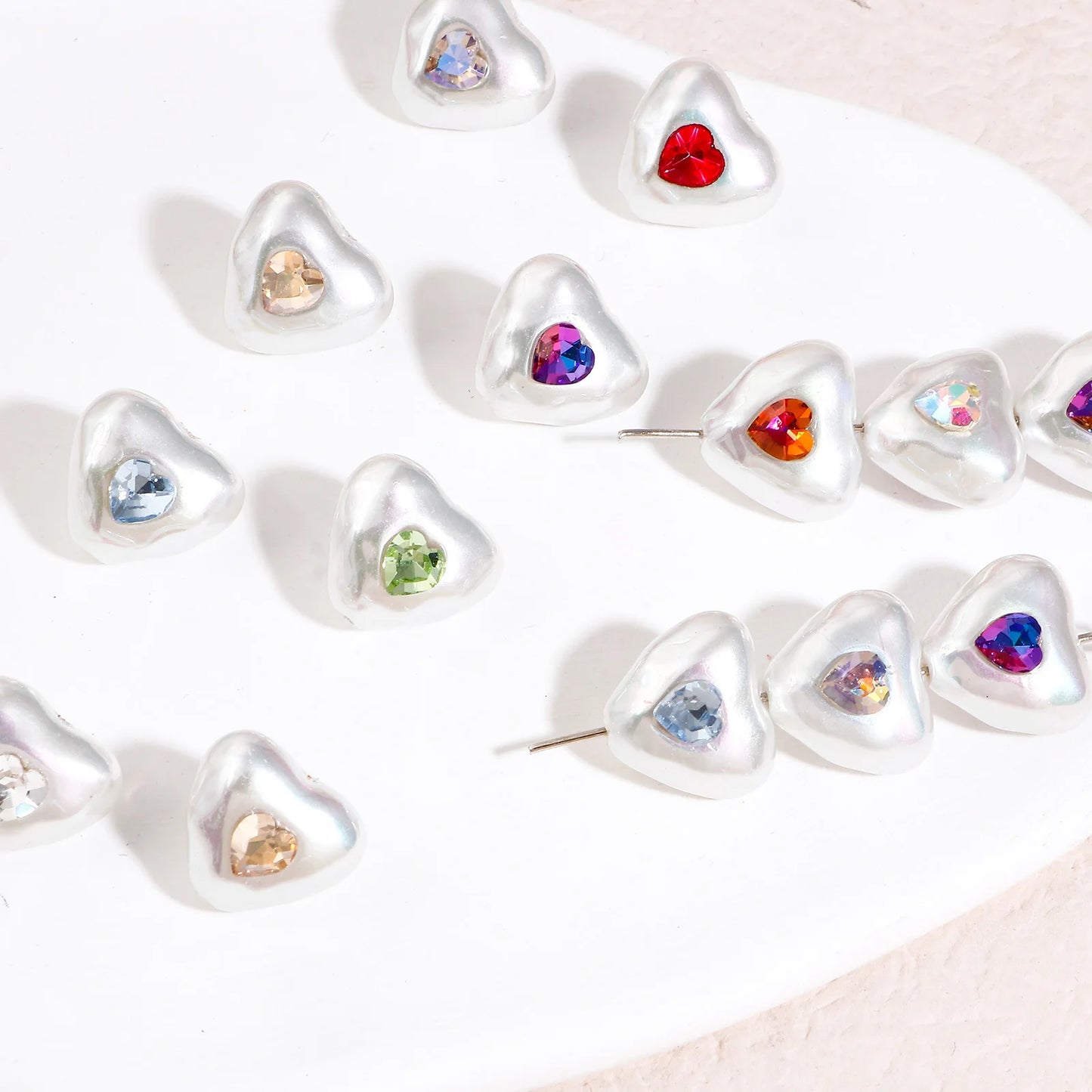 5pcs Acrylic Baroque Beads For DIY Jewelry Making Bracelet Spacer Beads White Round At Random Rhinestone Imitation Pearl Jewelry