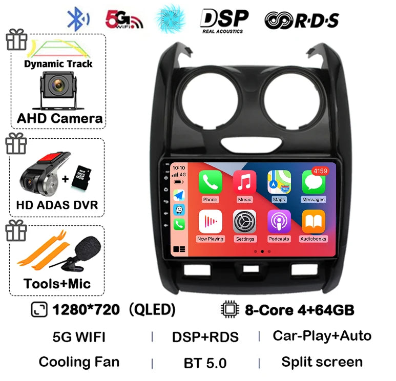 Android 14 Carplay Auto Car Radio For Renault Duster 2015 2016 2017 2018 2019 2020 Multimidia Video Player GPS 4G+WIFI Stereo BT