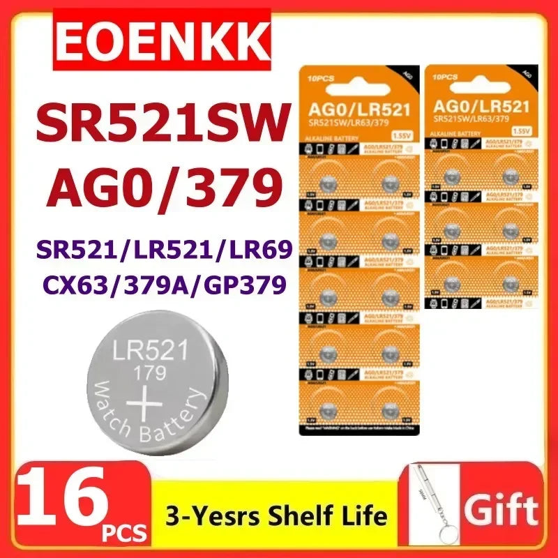 High Capacity 2-50pcs AG0 LR521 SR521SW Batteries LR63 SR63 379 1.5v Alkaline Button Cell Battery for Calculators Watches Toys