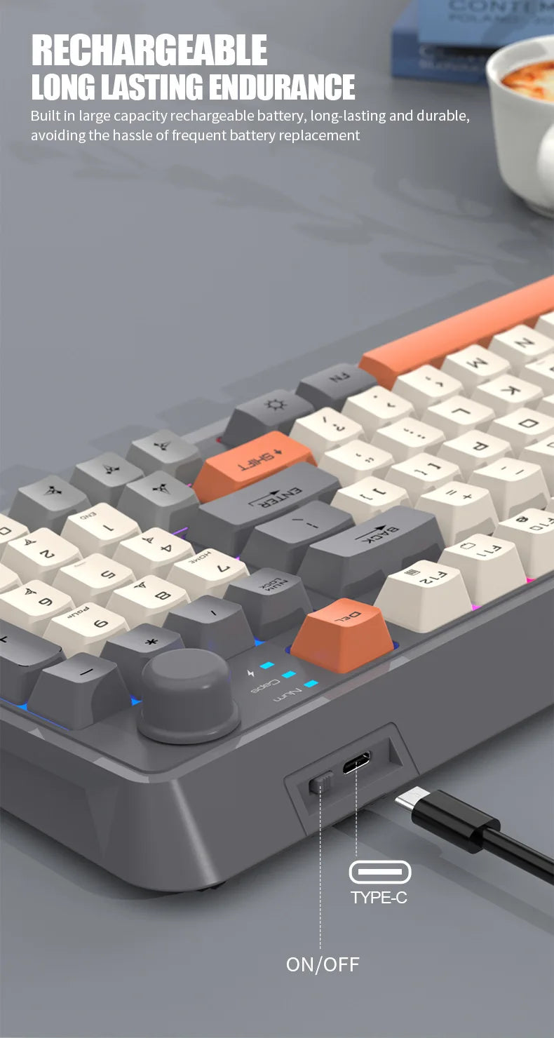 Russian Wireless Keyboard With Russian Layout Spanish Arabic Korean Keyboard Mouse Kit Bluetooth RGB Backlight Volume Knob K94