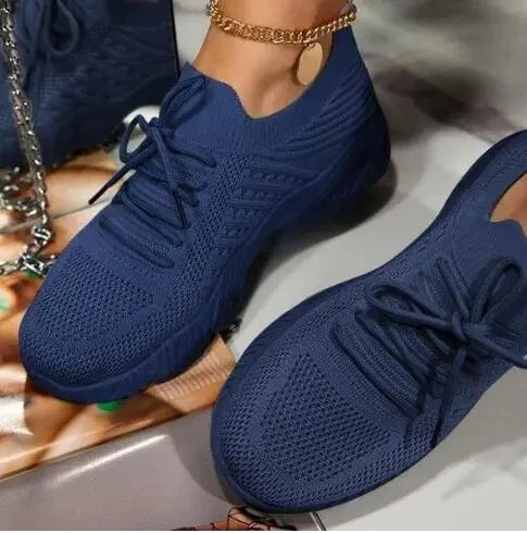 Women's Sneakers Breathable Casual Women Socks Shoes Lace Up Ladies Flats Female Spring Vulcanized Running Zapatillas De Mujer