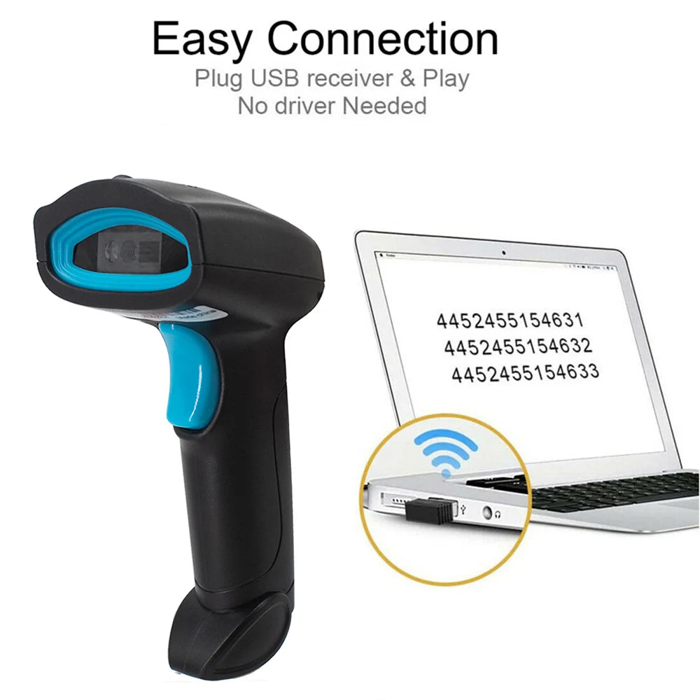 1D/2D Barcode Scanner Wired/Wireless/Bluetooth QR Code Reader for Pos System,PDF417 Desktop Scanner for Warehouse Inventory Shop
