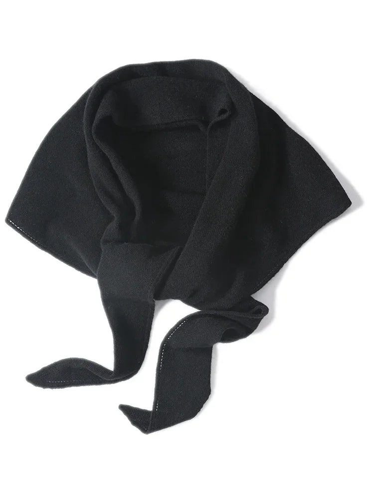 2024 Trend Large Triangle Shawl Scarf 100% Wool Women Knitted Accessories Cape Casual Soft Warm Cappa Cozy Black Gray Red