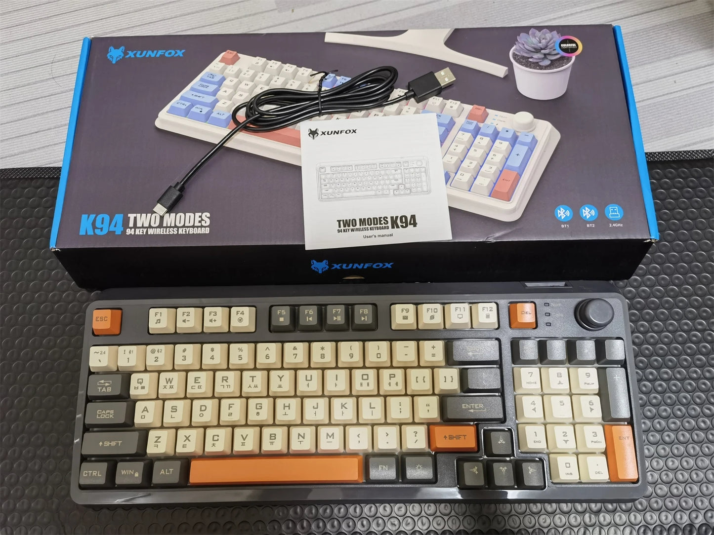 Russian Wireless Keyboard With Russian Layout Spanish Arabic Korean Keyboard Mouse Kit Bluetooth RGB Backlight Volume Knob K94