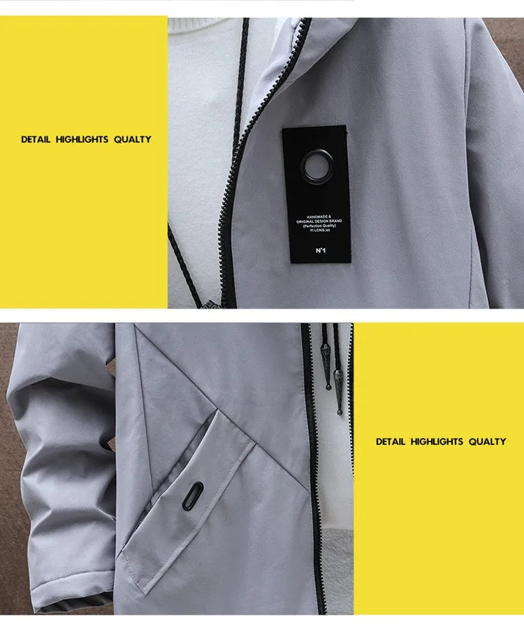 2024 Men's Classic Fashion Trend Long Windbreaker Spring Autumn Men Casual Loose Large Size High-quality Hooded Coat