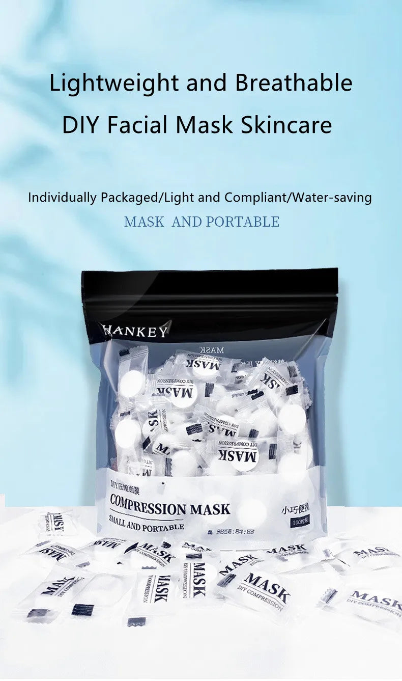 100PCS DIY Compressed Facial Mask: Disposable Non-woven Facial Mask with the Characteristics of Being Extremely Easy to Carry
