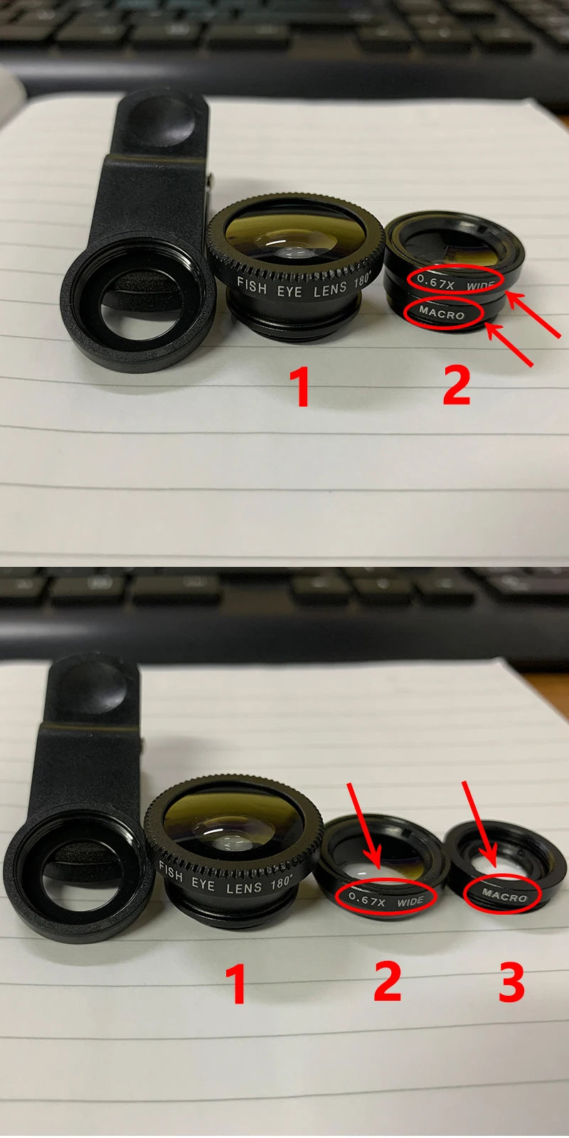 3in1 Fisheye Wide Angle Micro Camera Lens for iPhone Xiaomi Redmi 3in1 Zoom Fish Eye Len on Smartphone Lenses with Phone Clip